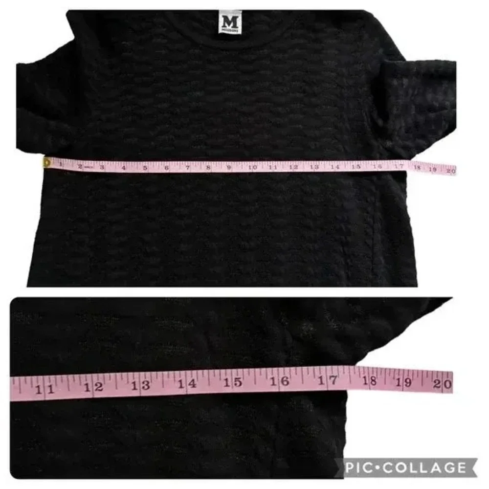 VALENTINO MISSONI BLACK  OPEN STYLE KNIT‎ SHIFT MINI DRESS LONG SLEEVE EU 42 - Picture 8 of 11